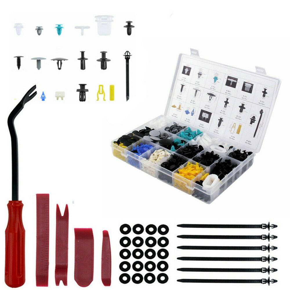 Car Truck Door Bumper Panel Fender Push Rivet Fastener Clips w/ Remove Tool Kit