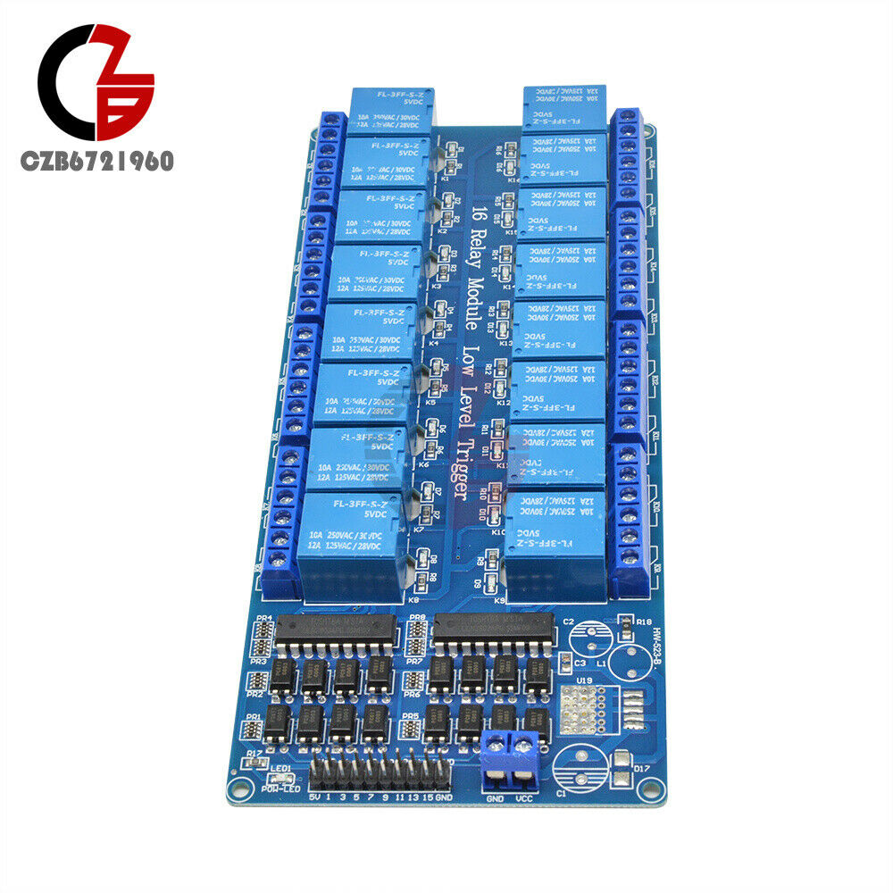16-Channel 5V Relay Board Module w/ Optocoupler Power Supply Arduino PIC ARM