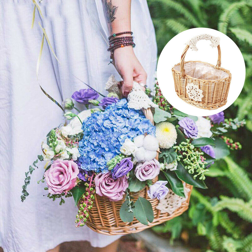 Weaving Basket Hand-Woven Crafts Floral Natural Storage Box for Family Party