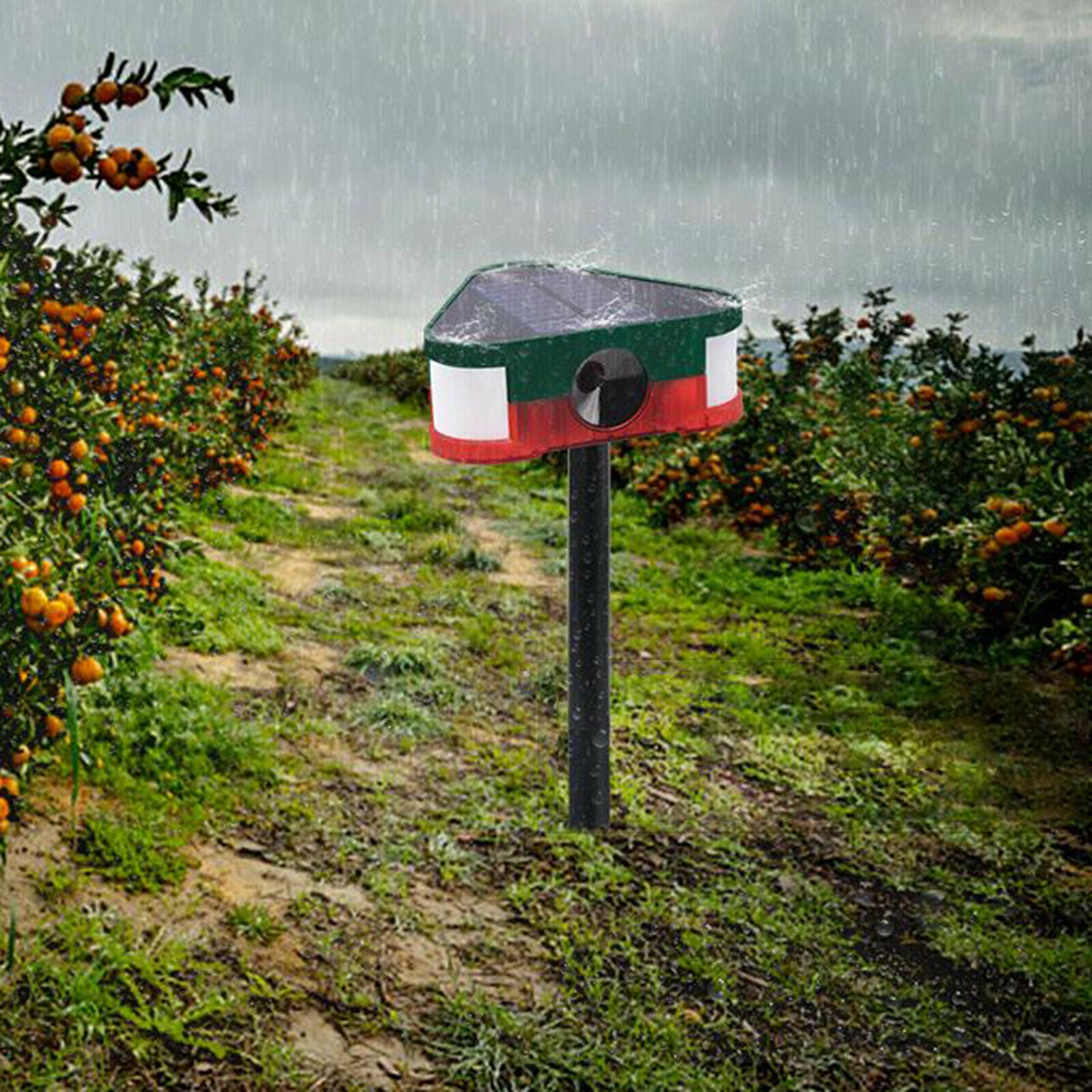 Solar-Powered Alarm Lamp Lawn Animal Repellent Birds Deterrent Scare Away