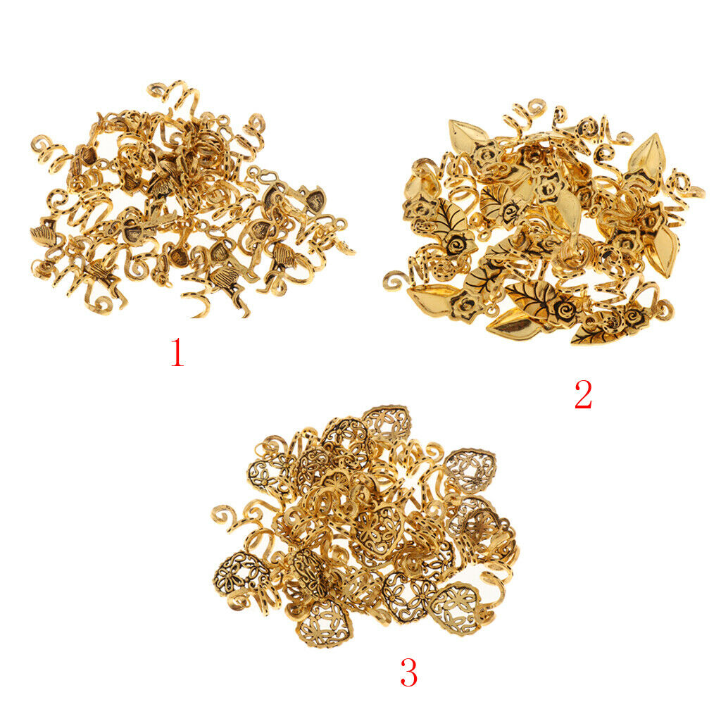 Golden Dreadlock Braiding Beads Hair Coils Pendants Charms Jewelry Cuffs