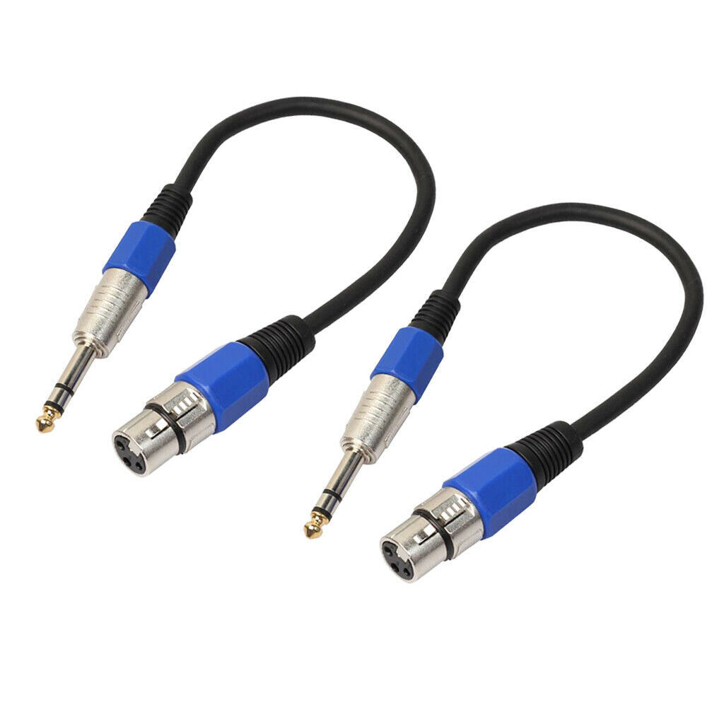 2 Pieces/Set XLR Audio 1ft Patch Cable Cords - XLR Female To 1/4 Inch TRS