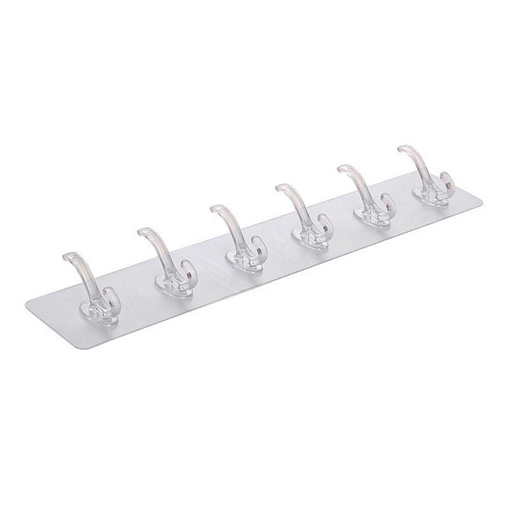 Self Adhesive Strong Sticky Hooks Heavy Duty Wall Seamless Transparent Hook UK