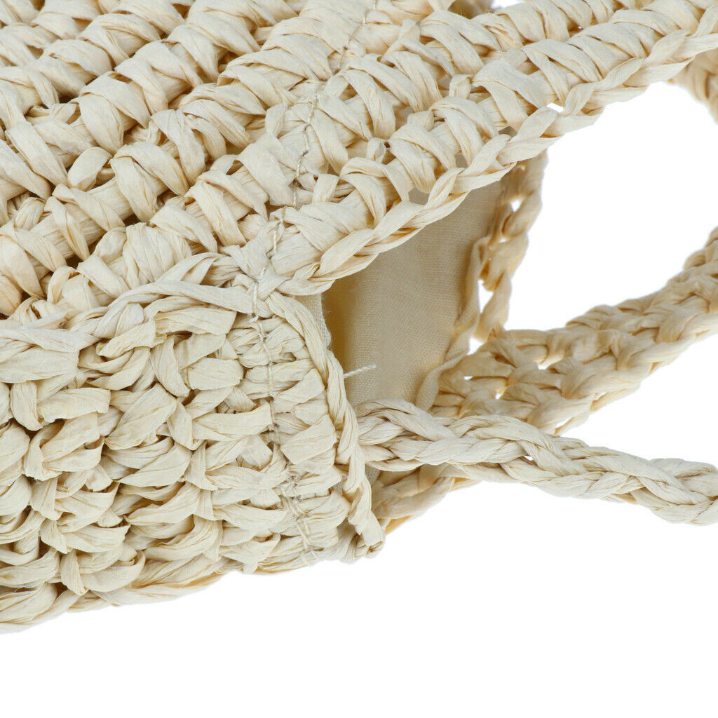 Straw Crossbody Bag Women Weave Shoulder Bag Round Summer Beach Purse Beige