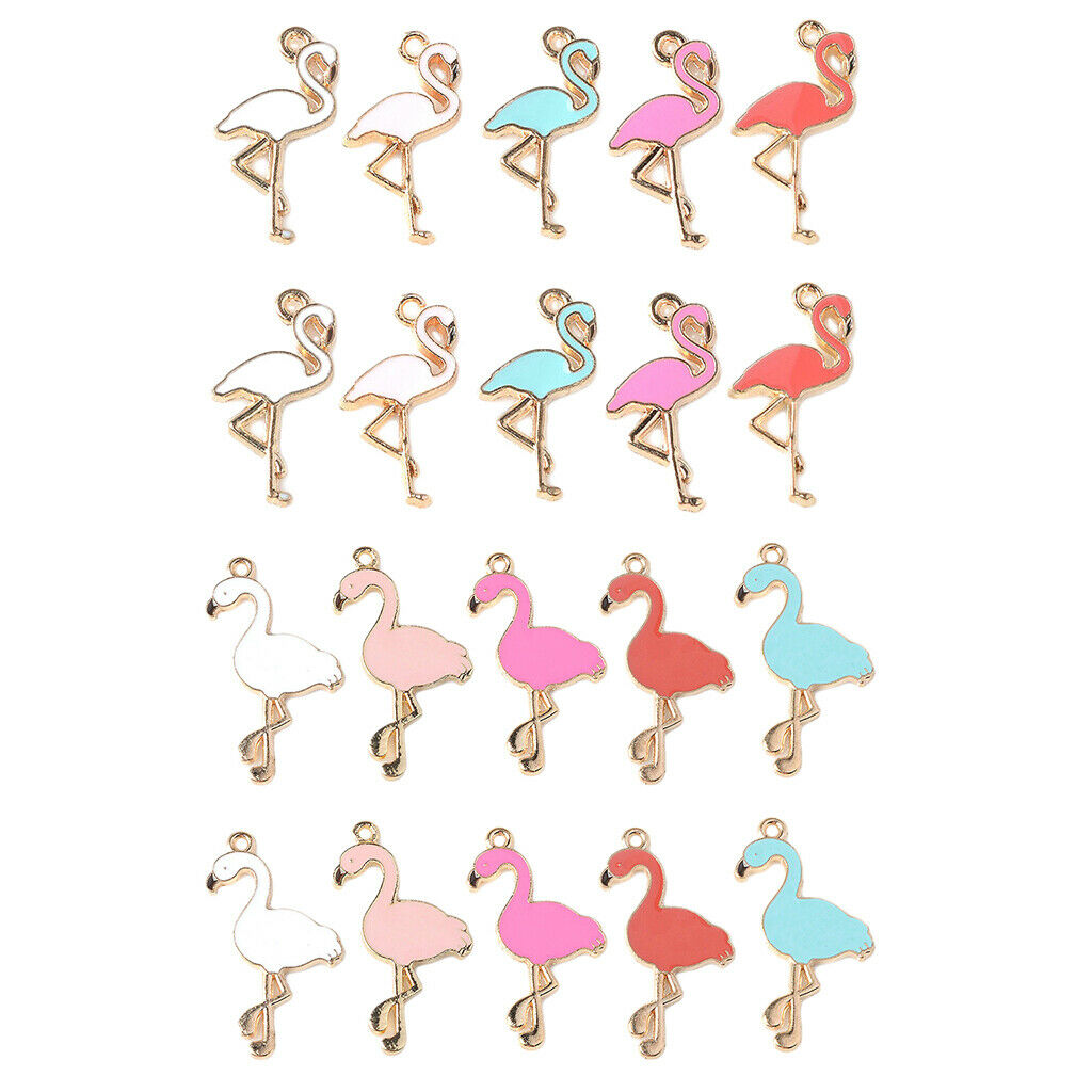 10pcs DIY Earring Making Charms Flamingo Pendants Jewellery Making Finding