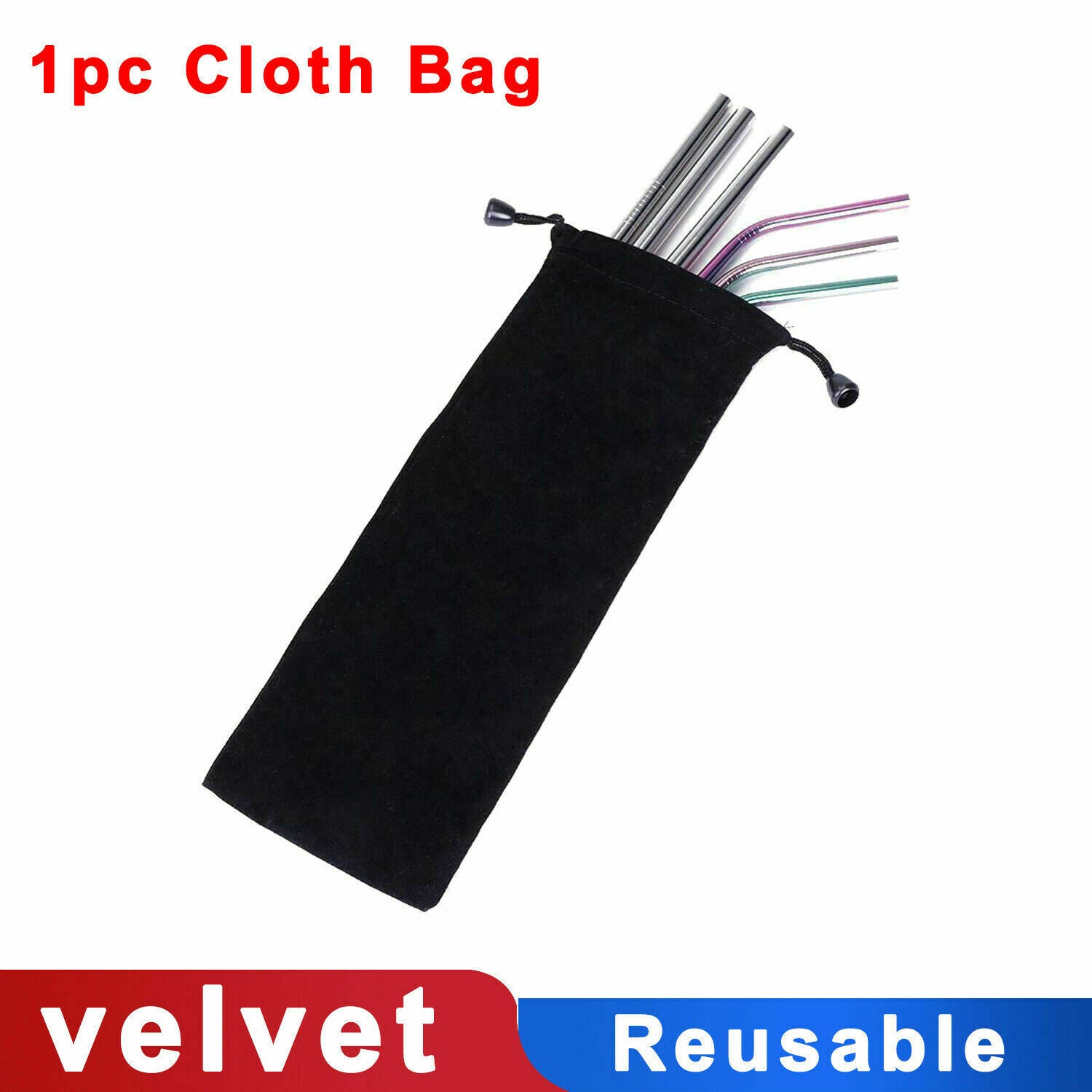 1pc Reusable Cloth Bag Carrying Case Pouch for Drinking Straws Stainless Steel