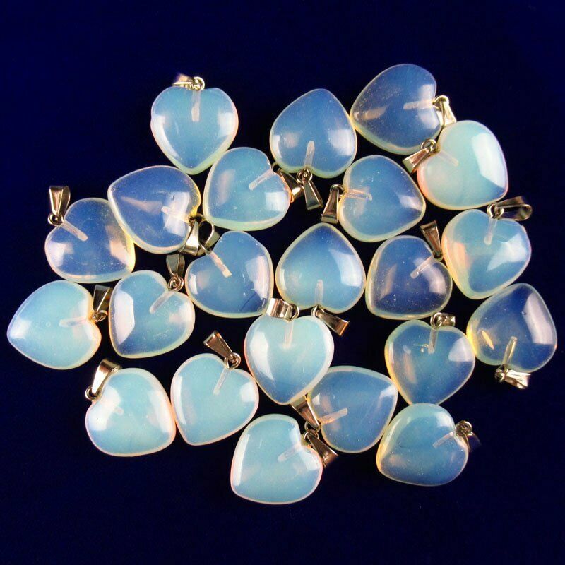 10pcs 23g Natural Opal Opalite Heart Pendant Bead 16x16x7mm A-224SK