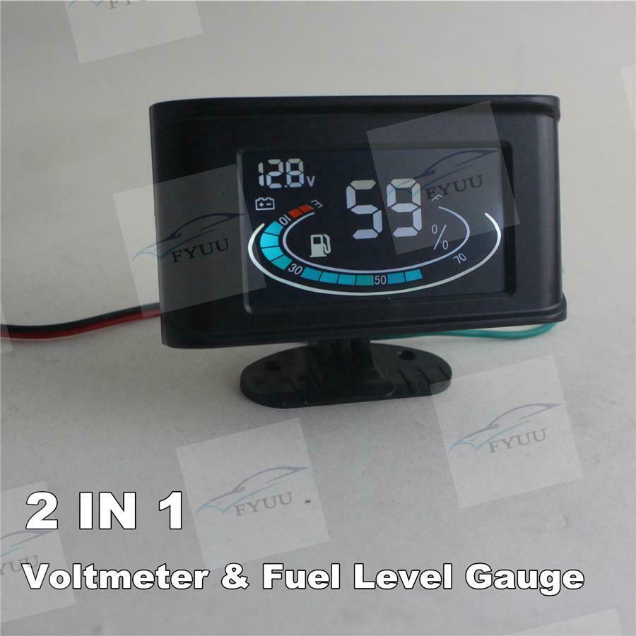 12v/24v Truck Car Voltmeter Voltage Gauge + Fuel Level Gauge Meter Universal LED