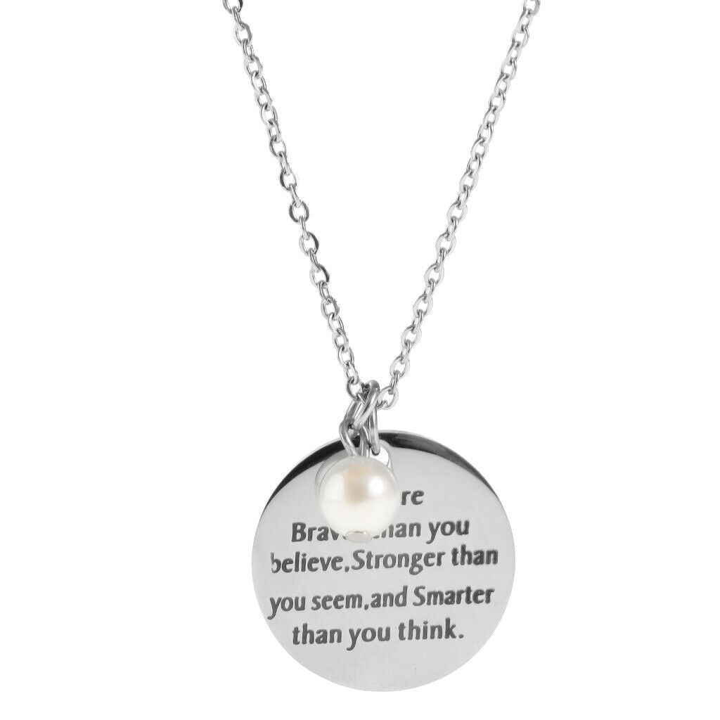 Stainless Steel Round Tag You Are Braver Encourage Necklace You Are Braver