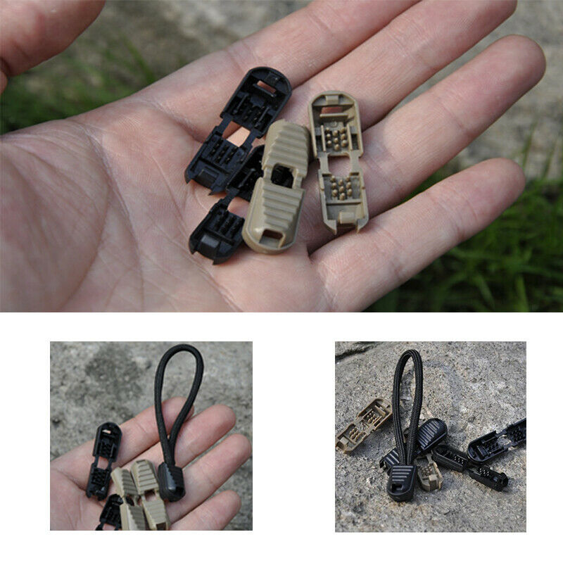 10Pcs Zipper Pull Cord Ends for Clothing Cord Tether Tip Cord Lock Black