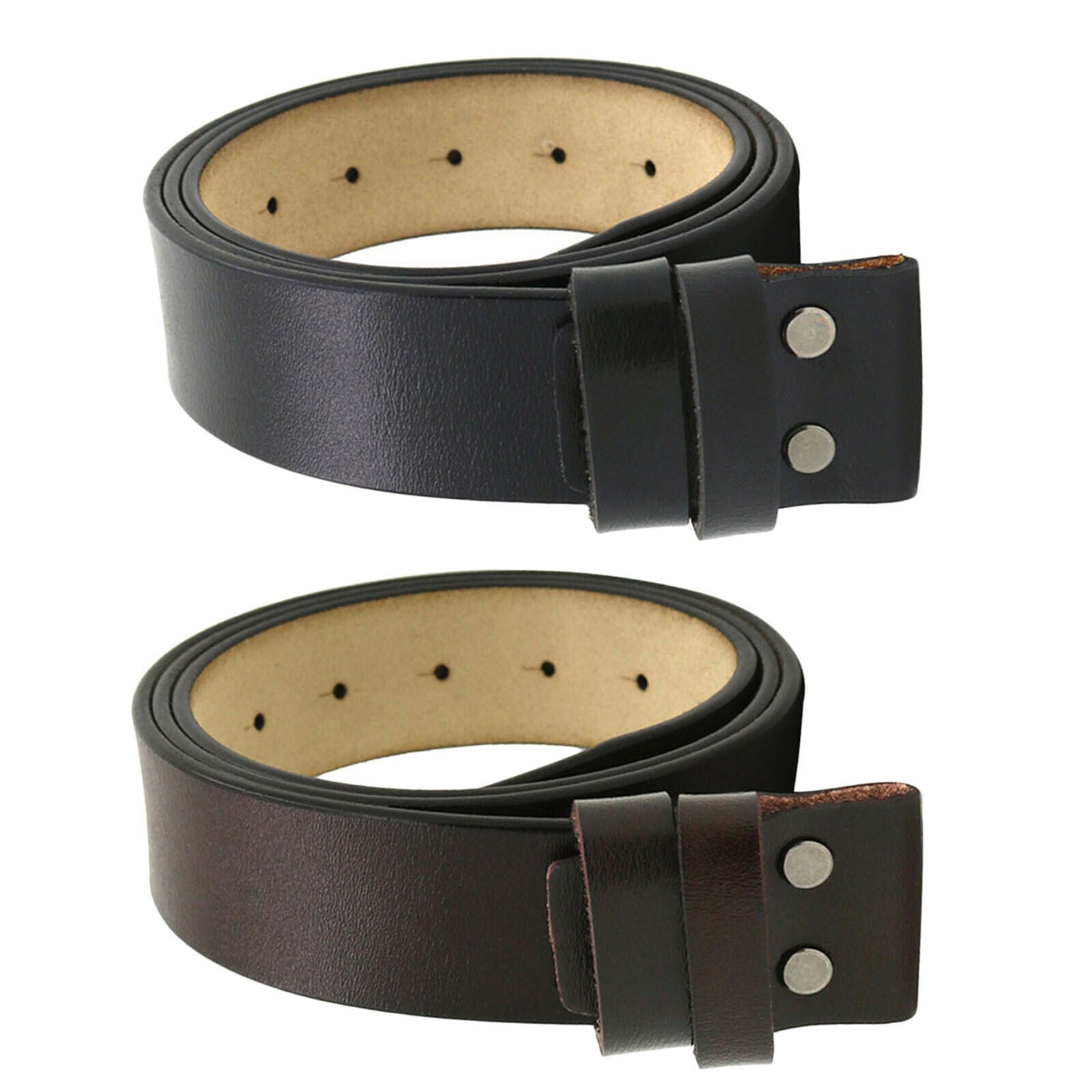 2Pcs Men Leather Belt No Buckle Straps Casual for Fashion Trousers Accessories