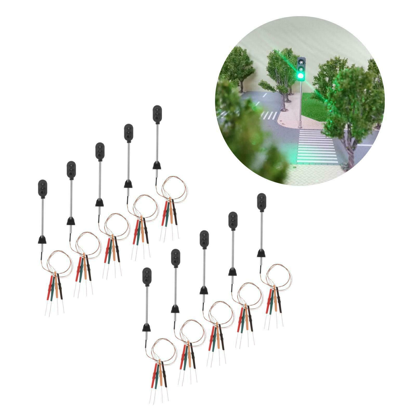 10pcs Mini Traffic Light Street Railway Signal Light Diorama 1/100 HO Gauge