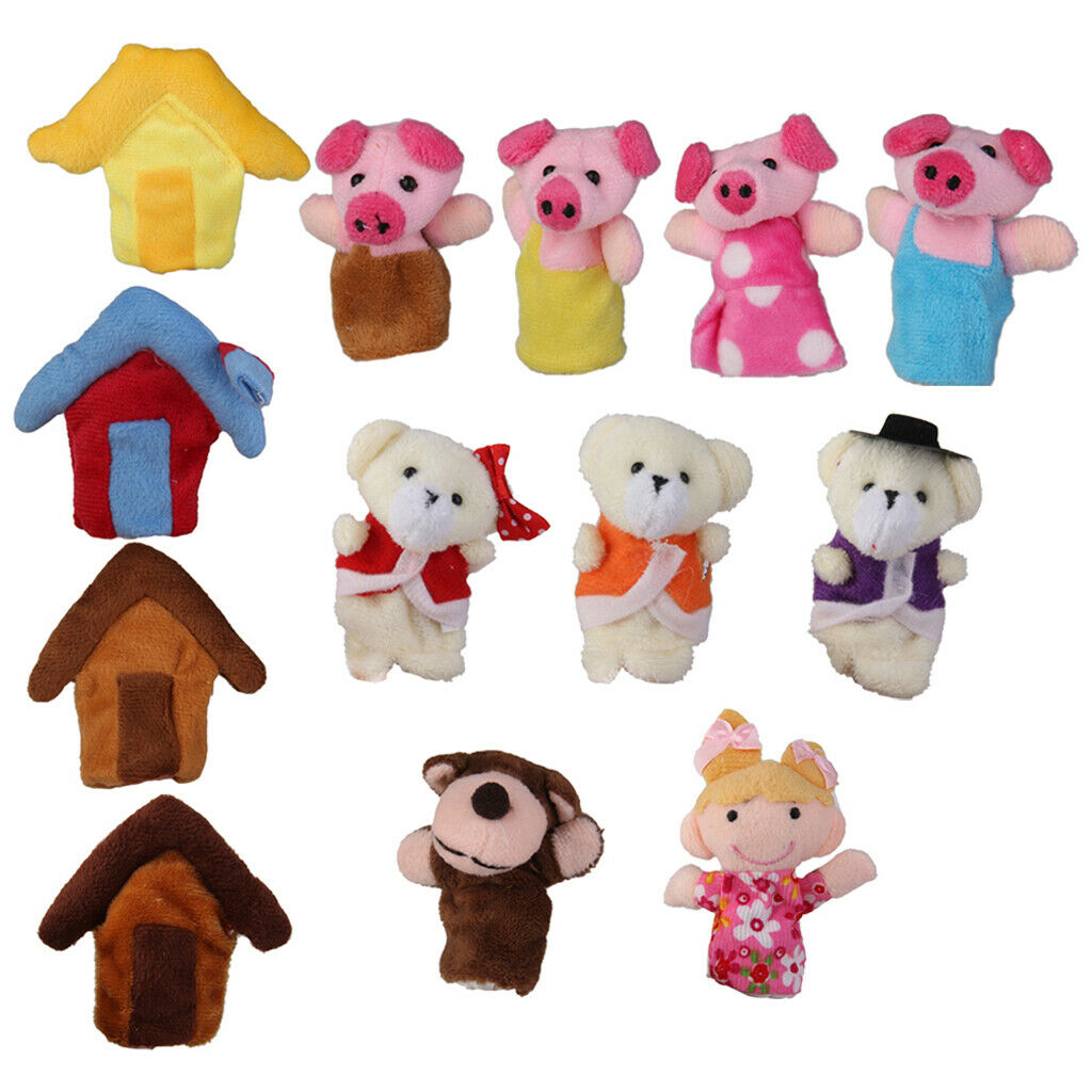 13pcs Goldilocks Bears & Little Pigs Finger Puppet Story To Tell