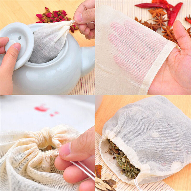10 Pcs 8x10cm Large Cotton Muslin Drawstring Reusable Bags for Soap Herbs Tea