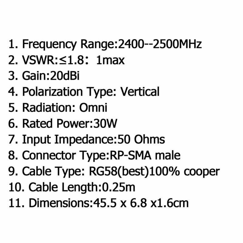 24GHz 20DBI Yagi Wireless RP-SMA WiFi Antenna For Modem PCI Card Router BS5