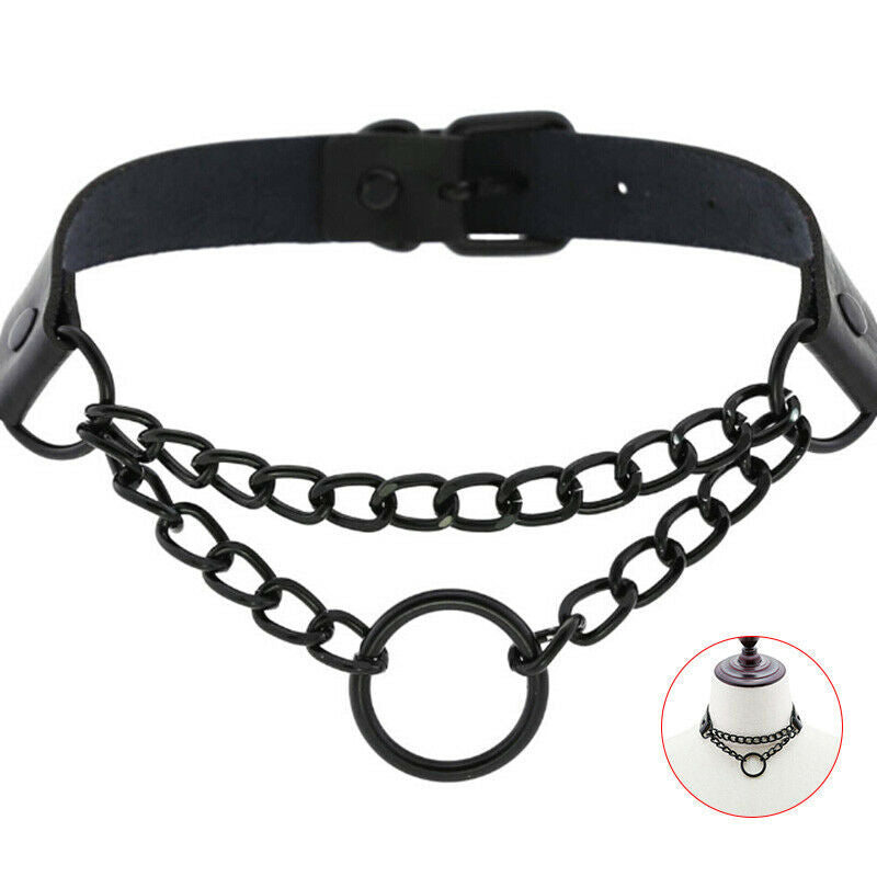 Gothic Punk Leather Choker Pendant Chain Buckle Collar Necklace Jewelry B.l8