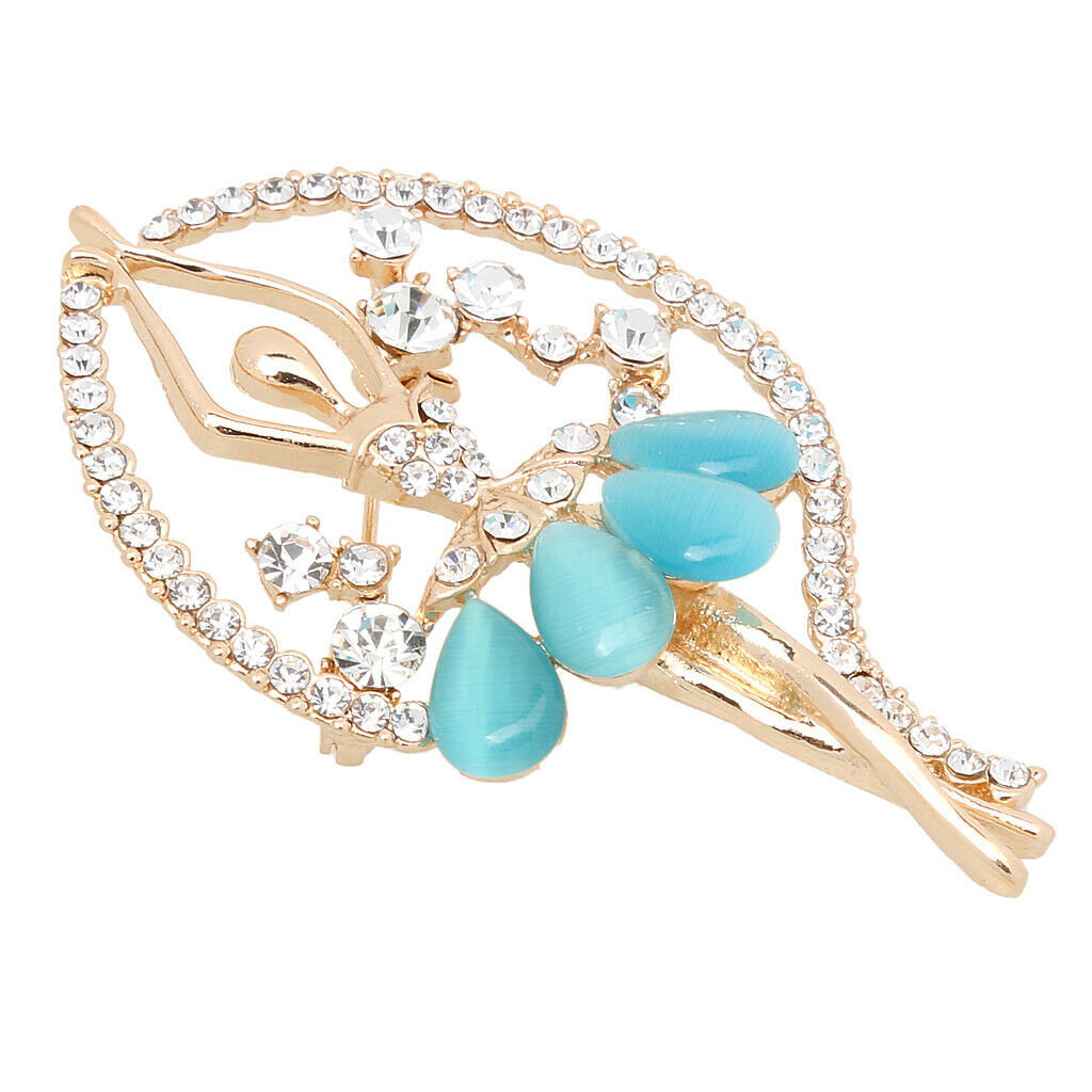 Rhinestone Crystal Ballerina Broach Pin   Wedding Gift Blue