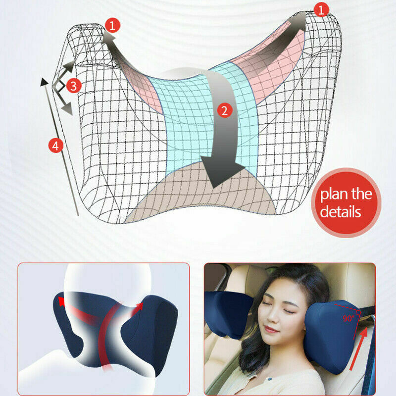 1X SUV Car Seat Rest Neck Pillow 85D Memory Foam Ergonomic Soft Headrest Support