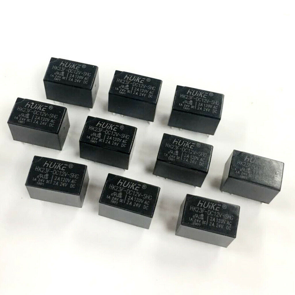 10 Pieces DC12V Coil 6-Pins DPDT Mini Power Relays PCB Type HK23F-DC12V-SHG