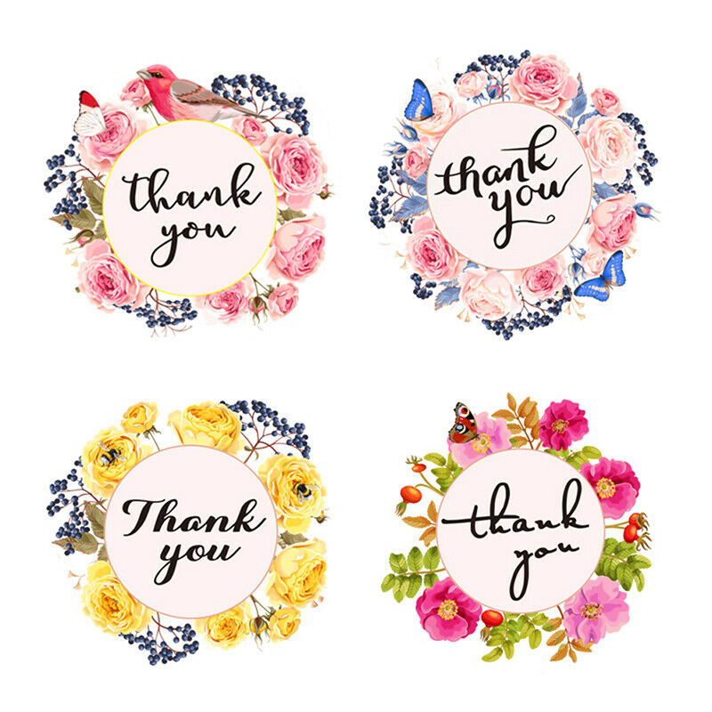 New 500pcs Round Floral Thank You Label Stickers Wedding Party Gift Packa.l8