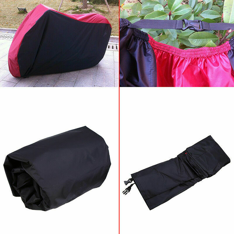 Black/Red Motorcycle Rain Cover Anti UV Waterproof Raincoat With Bag XXL Size