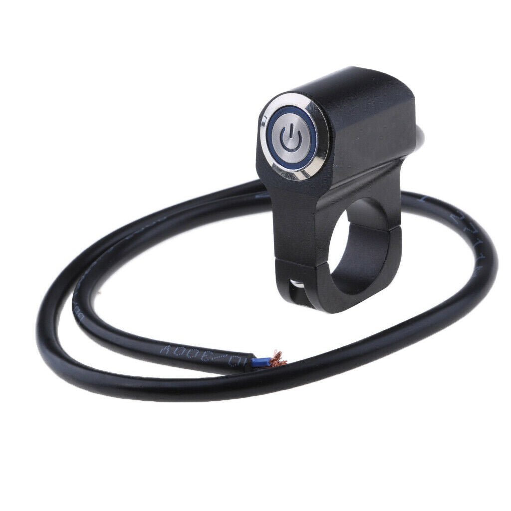 Blue Handlebar Headlight ON/OFF Aluminum Alloy Push Button Switch Universal for