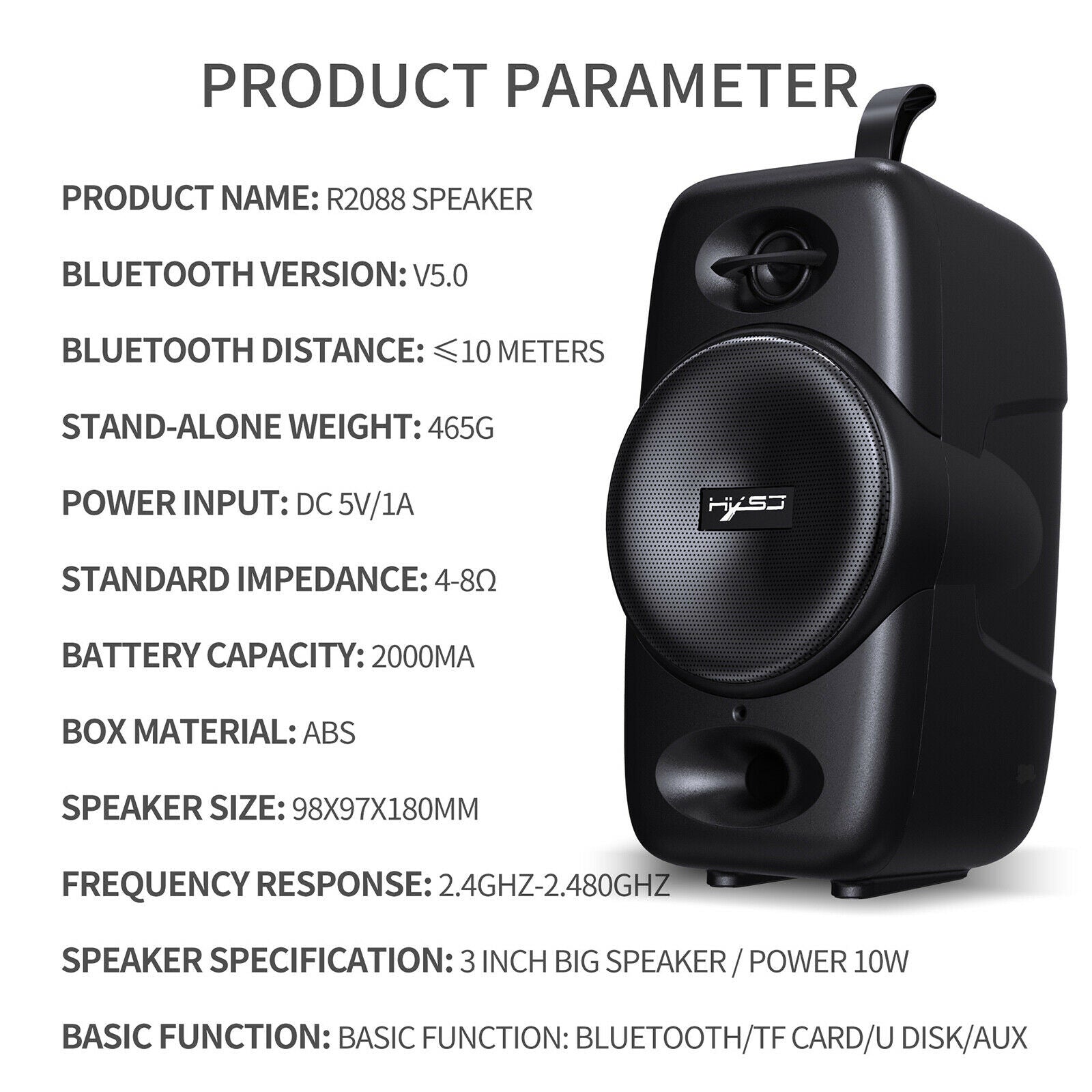 Bluetooth Wireless Amplifier Waterproof Handsfree Audio Player USB Subwoofer