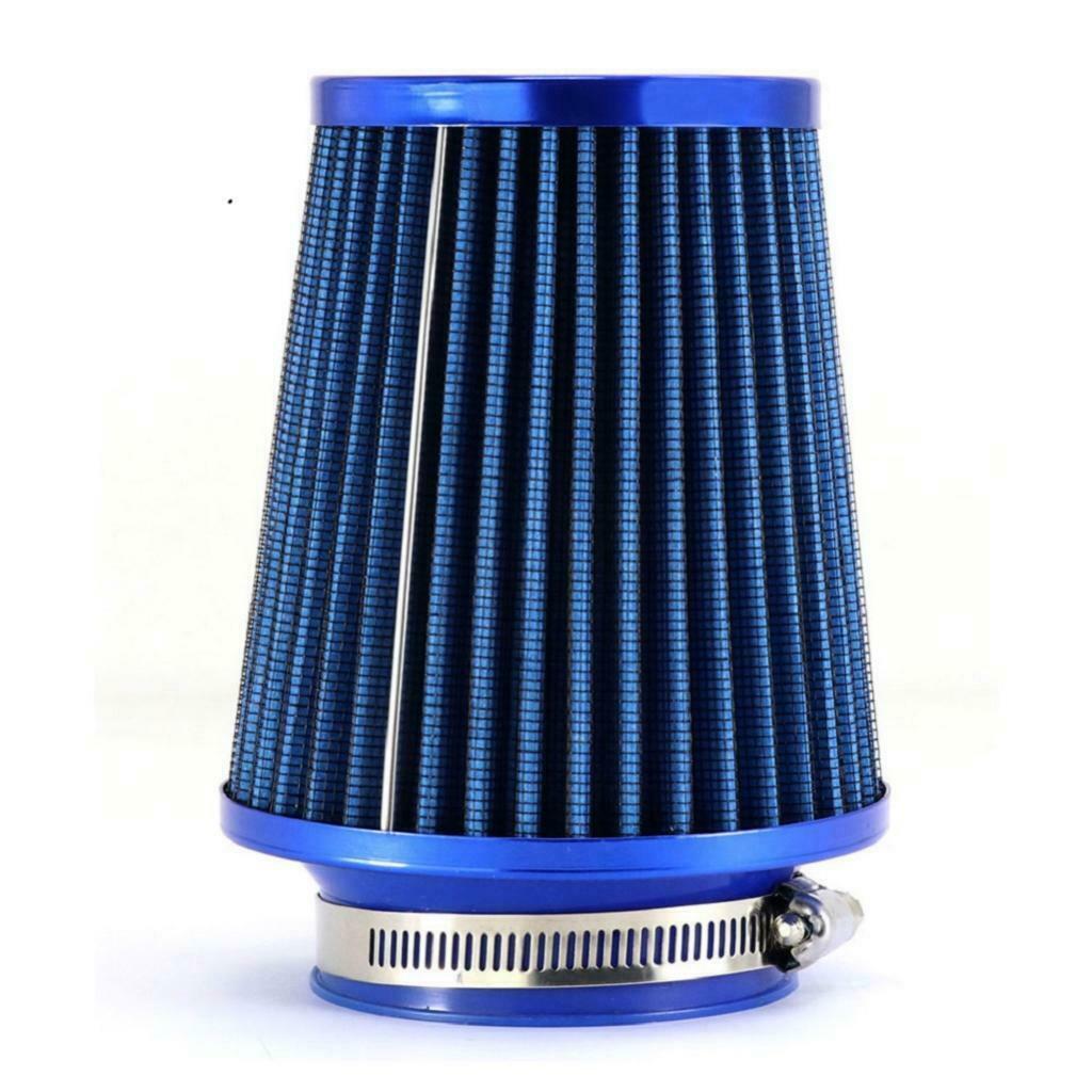 Blue 76mm Car Air Intake Inlet Round Cone Filter Washable