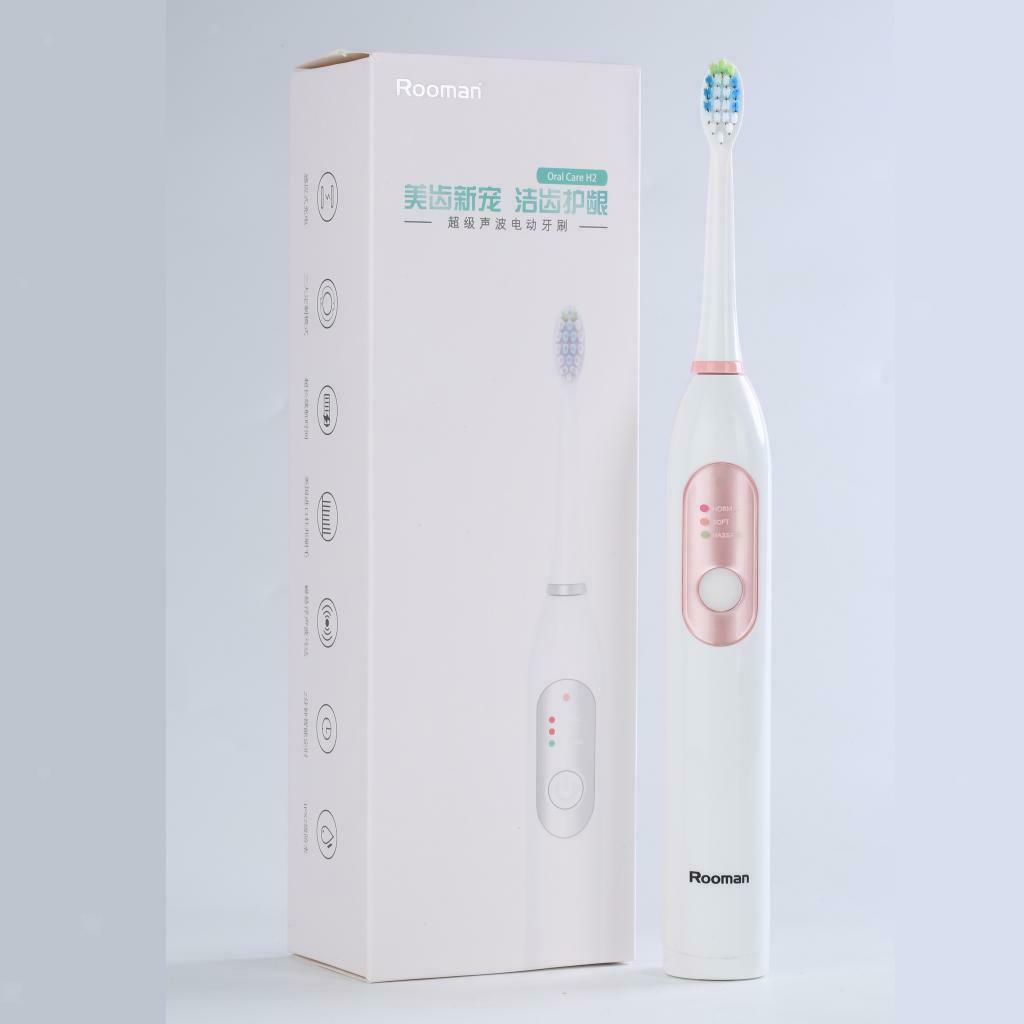 Sonic Whitening Electric Toothbrush USB 2 Dupont Heads IPX7 Waterproof