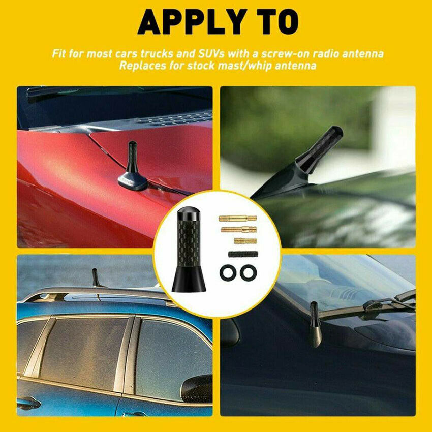 1.4inches Car Antenna Carbon Fiber Radio FM Antena Kit Universal with Screw