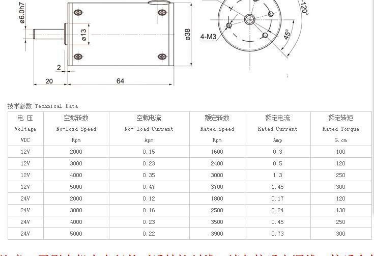 BLDC-38SR-S Brushless Speed Control Motor 5000RPM DC 24V
