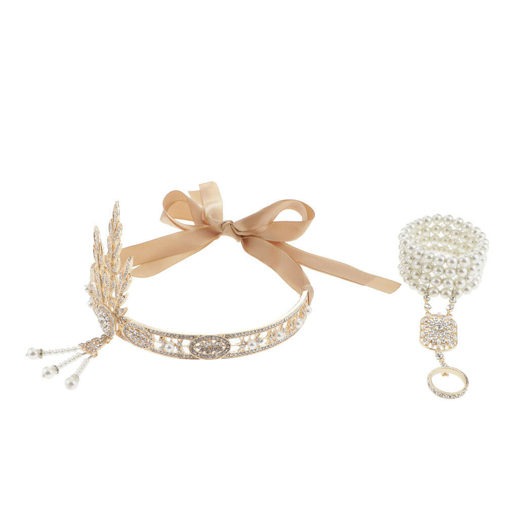 Retro Style 1920s Flapper Headband Hairband Crystal Crown Headdress Party