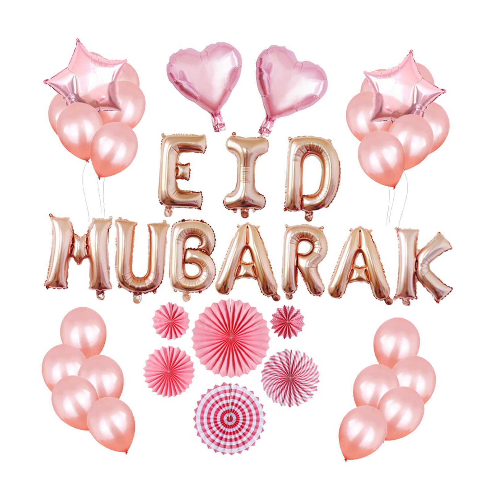 Eid Mubarak Banner Letters Balloons Festival Party Decoration for Home
