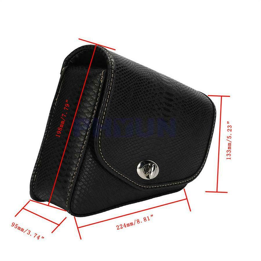 1x New Black Motorcycle Saddle Bag Right Side PU Crocodile Leather Style Luggage