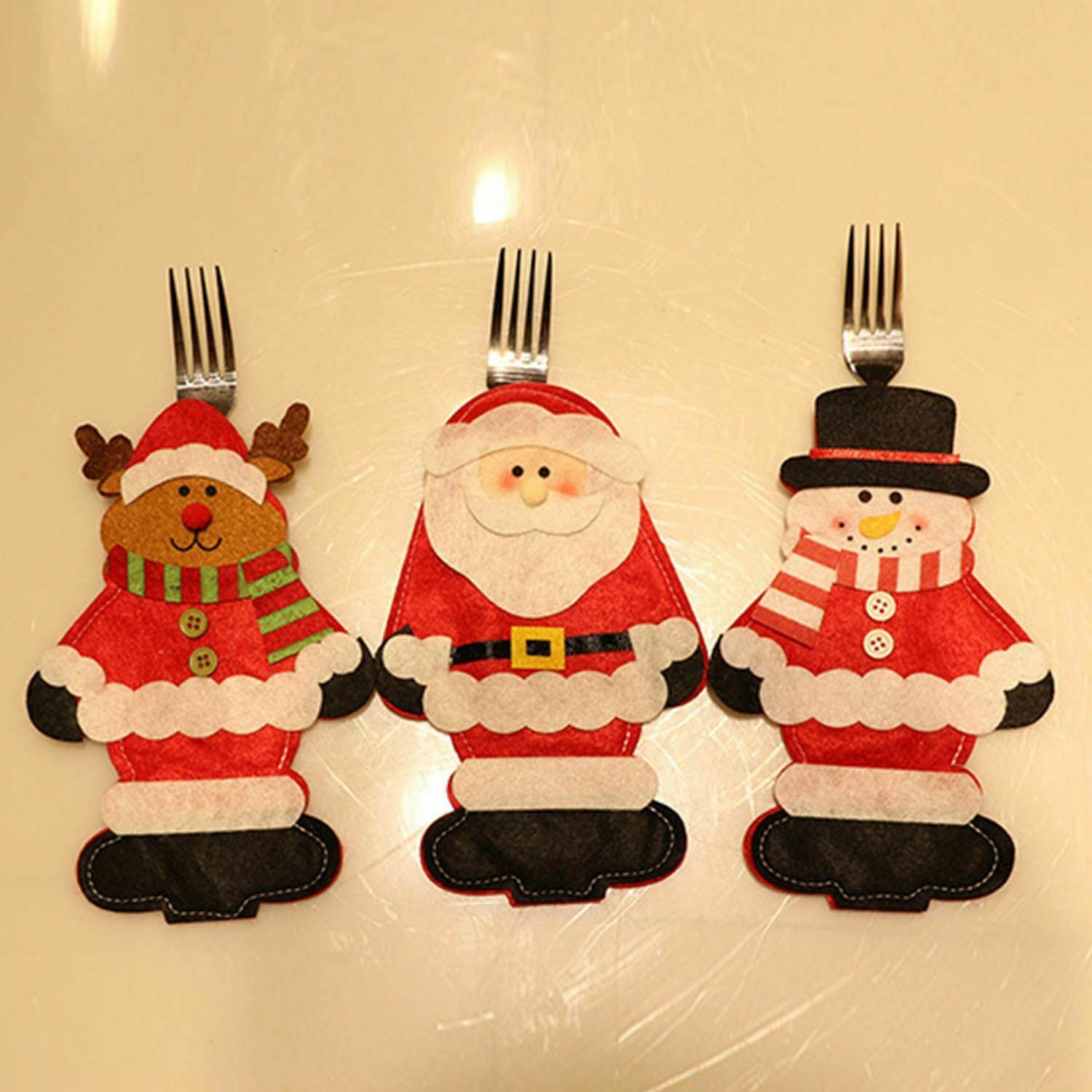 Home Christmas Party Decoration Cover New Year Decor Cutlery Bag Fork Case