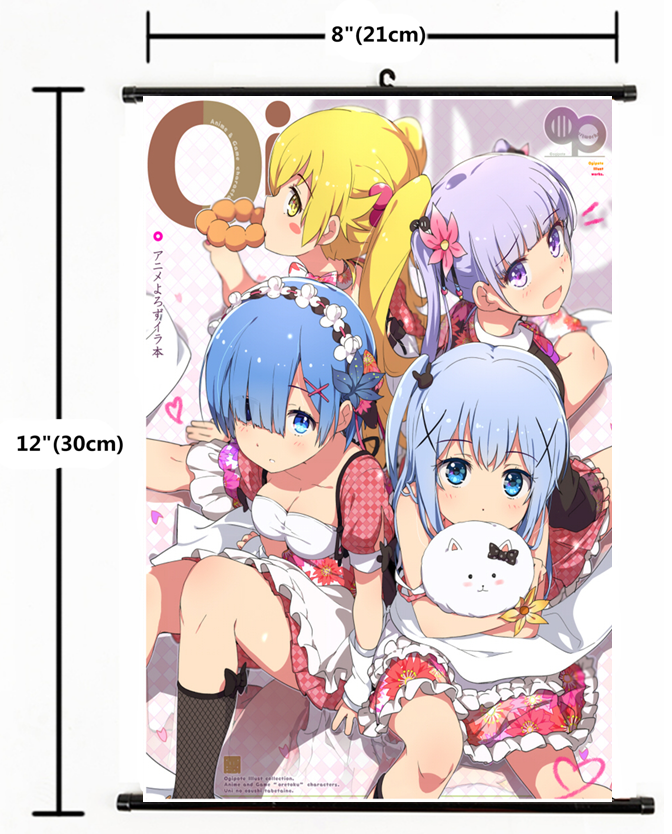 1969 Anime Re: Zero kara Hajimeru Isekai Seikatsu Rem Poster Wall Scroll 8"x12"
