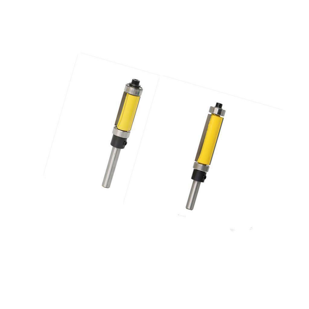 Pack of 2 Flush Trim Pattern Router Bit 1/4'' Shank Top Bottom Bearing