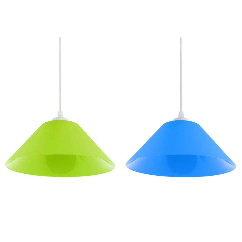 2 Pack Bright Color Cone-Shaped Lampshade Ceiling Light Fixture Blue & Green