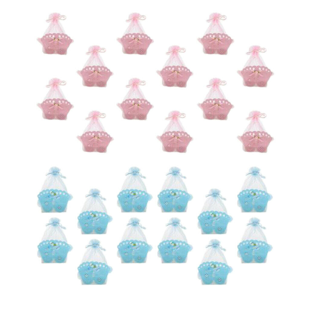 24pcs Girl Boy Baby Shower Candy Box Bags Favors Baby Footprint Gift Bags