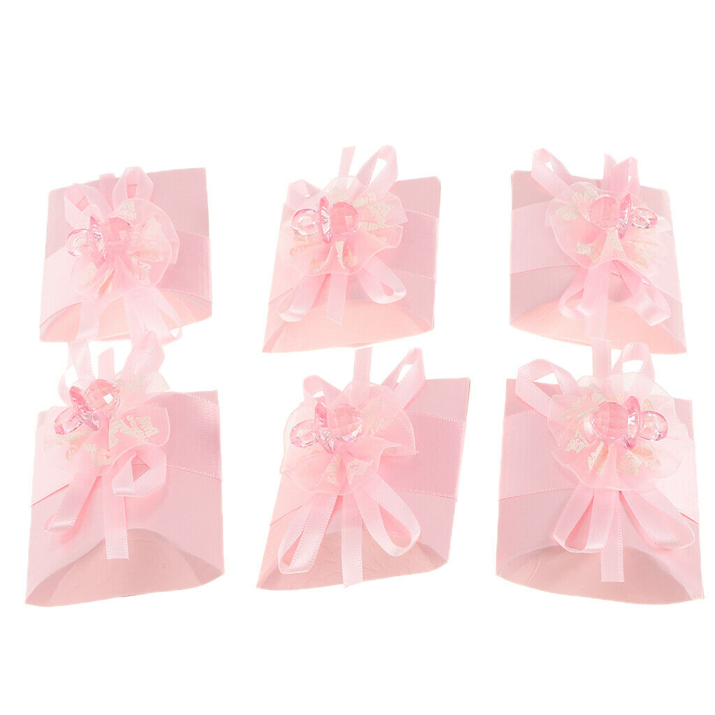 6pcs Flower Pillow Candy Gift Boxes Wedding Birthday Party Favors Pink