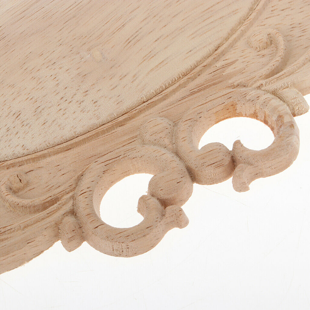 Unpainted Wood Carved Corner Applique Frame Wall Furniture Decor