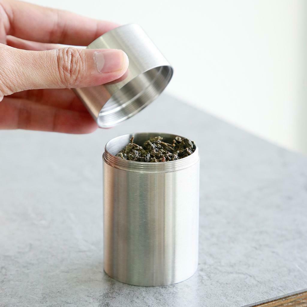 Stainless Steel Jar with Airtight Lid - Small Coffee Tea Canister Tin for