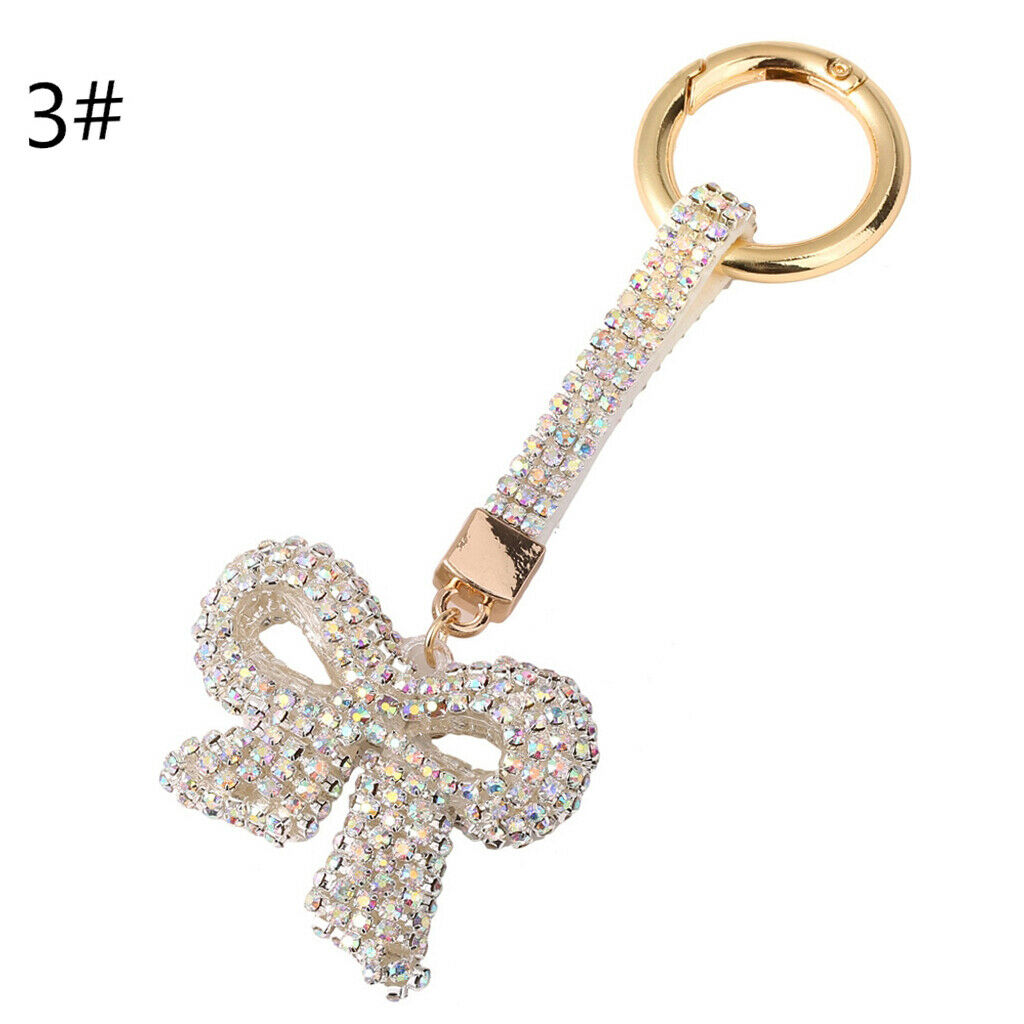 Rhinestone Bling Cute Key Chain Fob Mobile Phone Bag Purse Charm Bowknot 3#