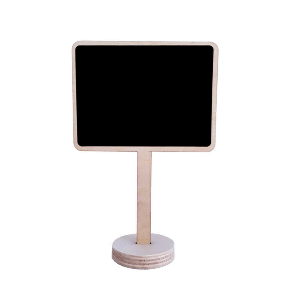 10 Pieces Rectangle Wood Blackboards Message Number Tag Place Card Holder Wooden