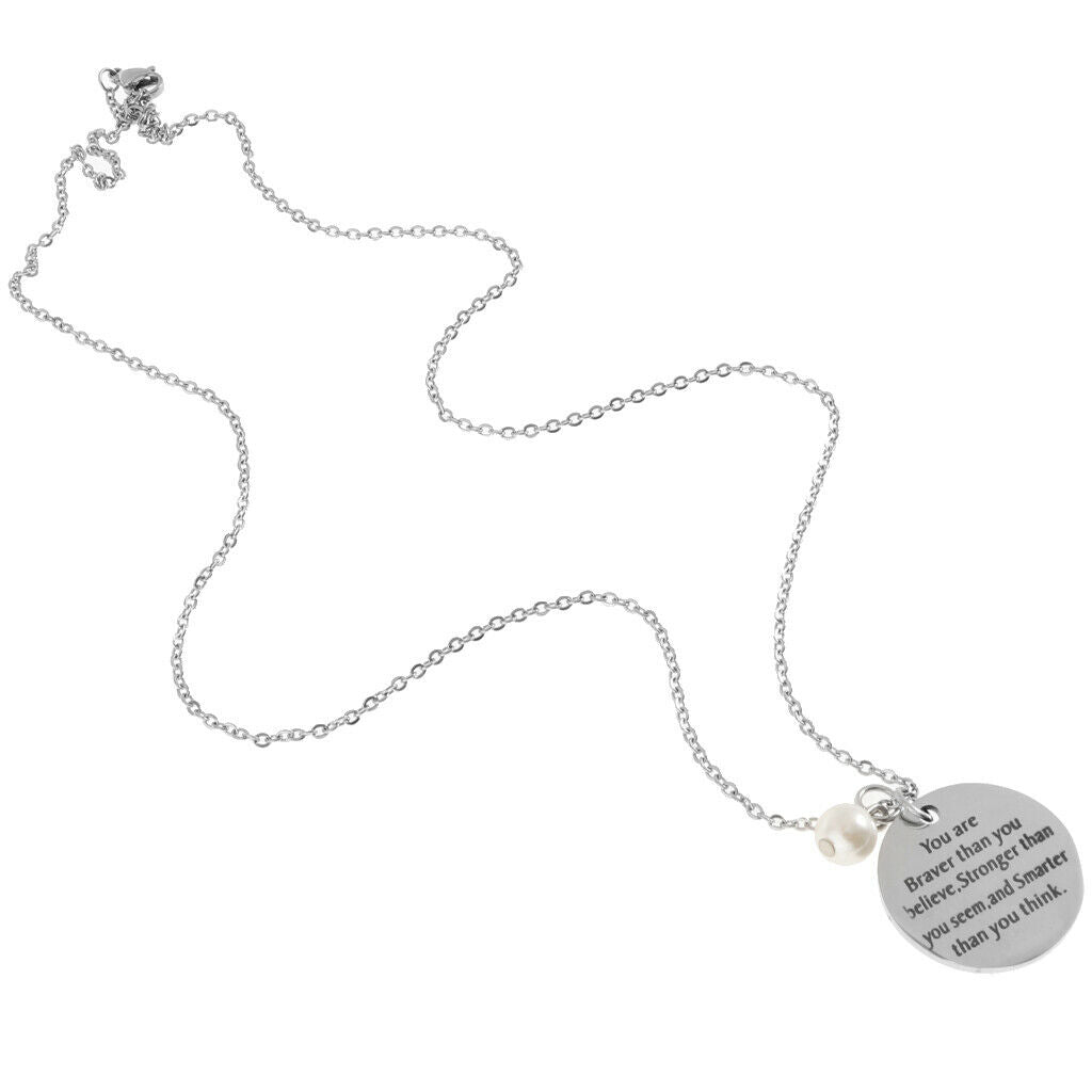 Stainless Steel Round Tag You Are Braver Encourage Necklace You Are Braver