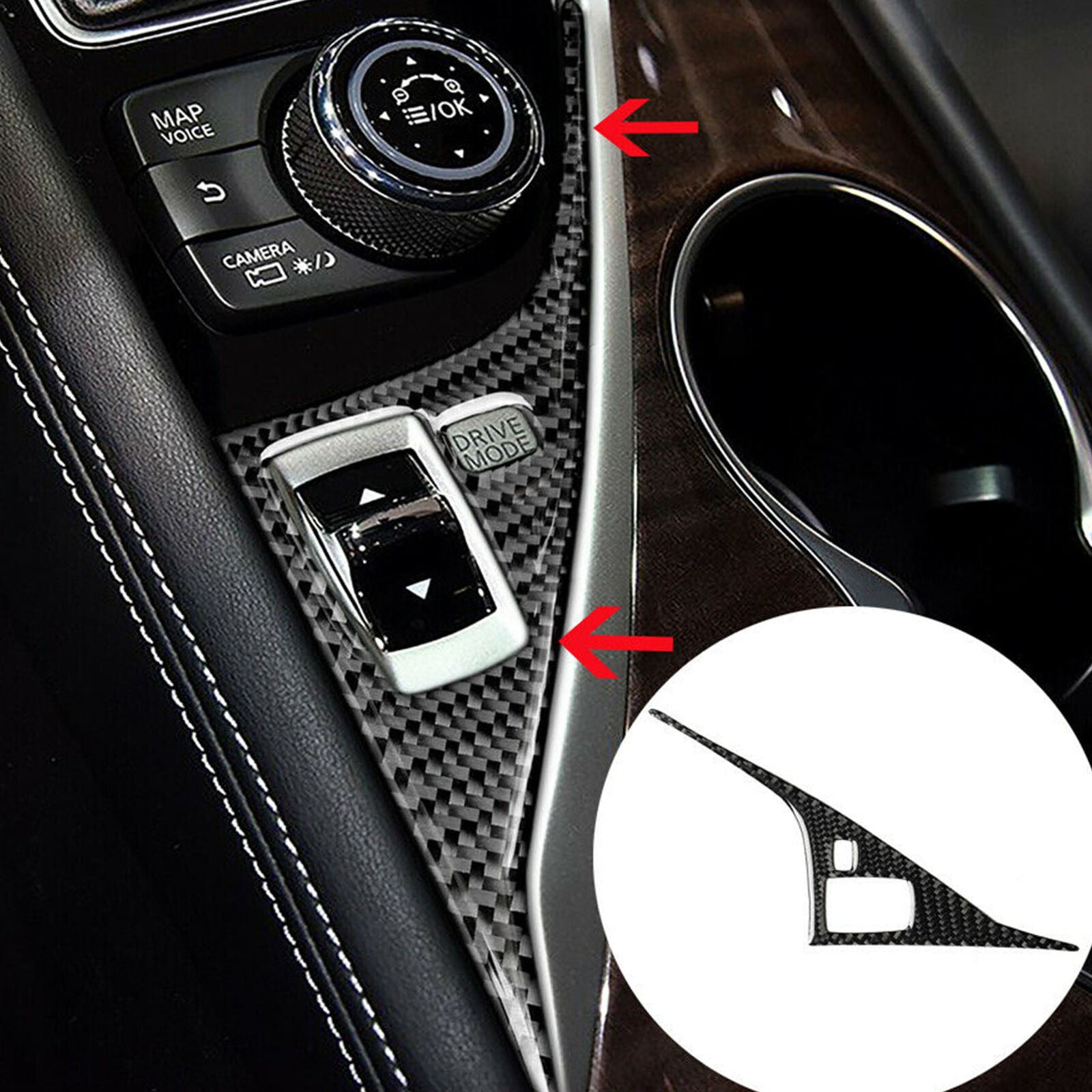 Carbon Fiber Interior Gear Shift Drive Panel Cover For Infiniti Q50 Q60 2014-19