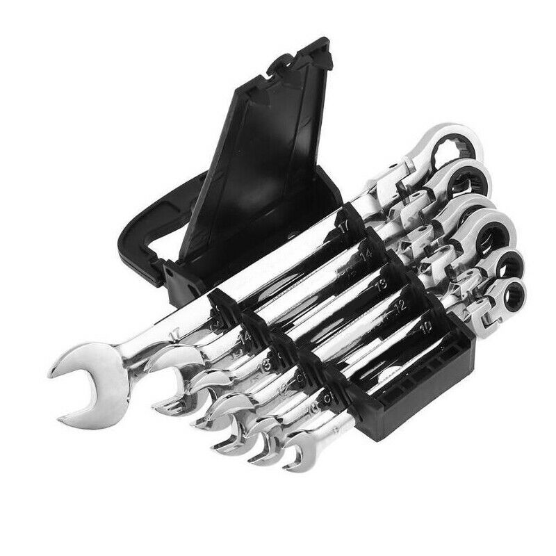 6x Gear Wrench Hand Spanner Movable Combination Ratcheting Repair Tool Polished
