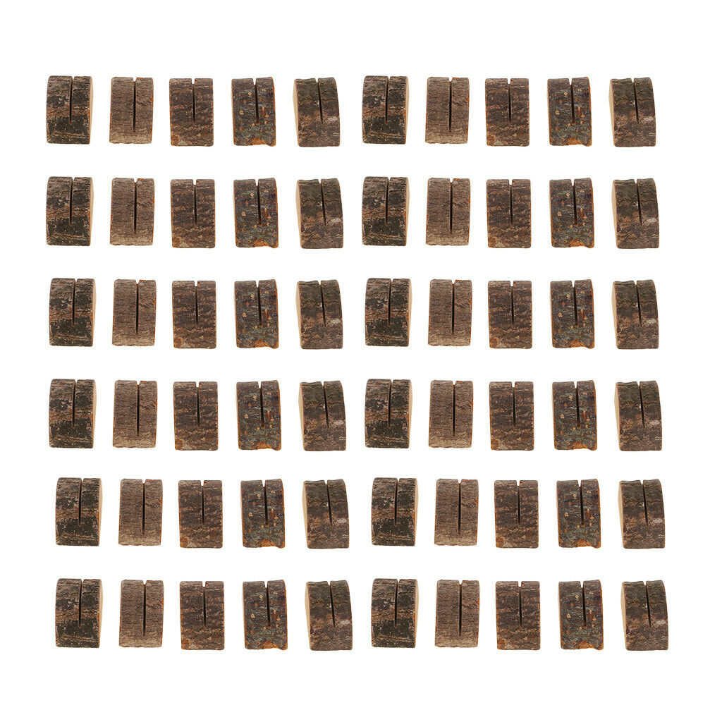 60 Pack Rustic Wooden Name Place Card Set  Wedding Party Stand Clip