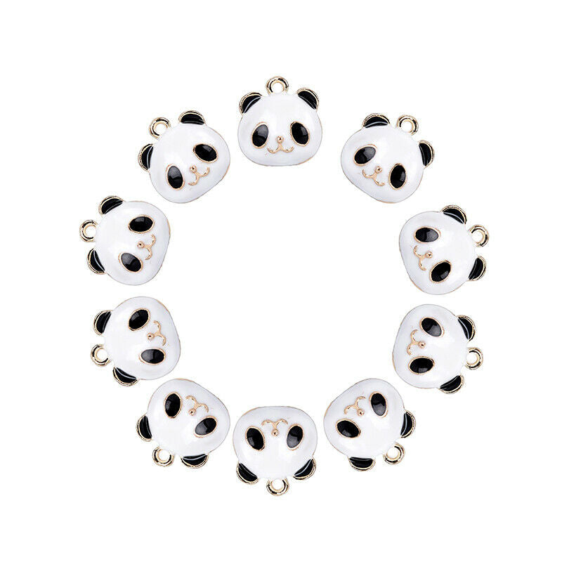 10Pcs/Set Cute Panda Animals Alloy Enamel Charms Pendant DIY Craft Jewelry G Kt