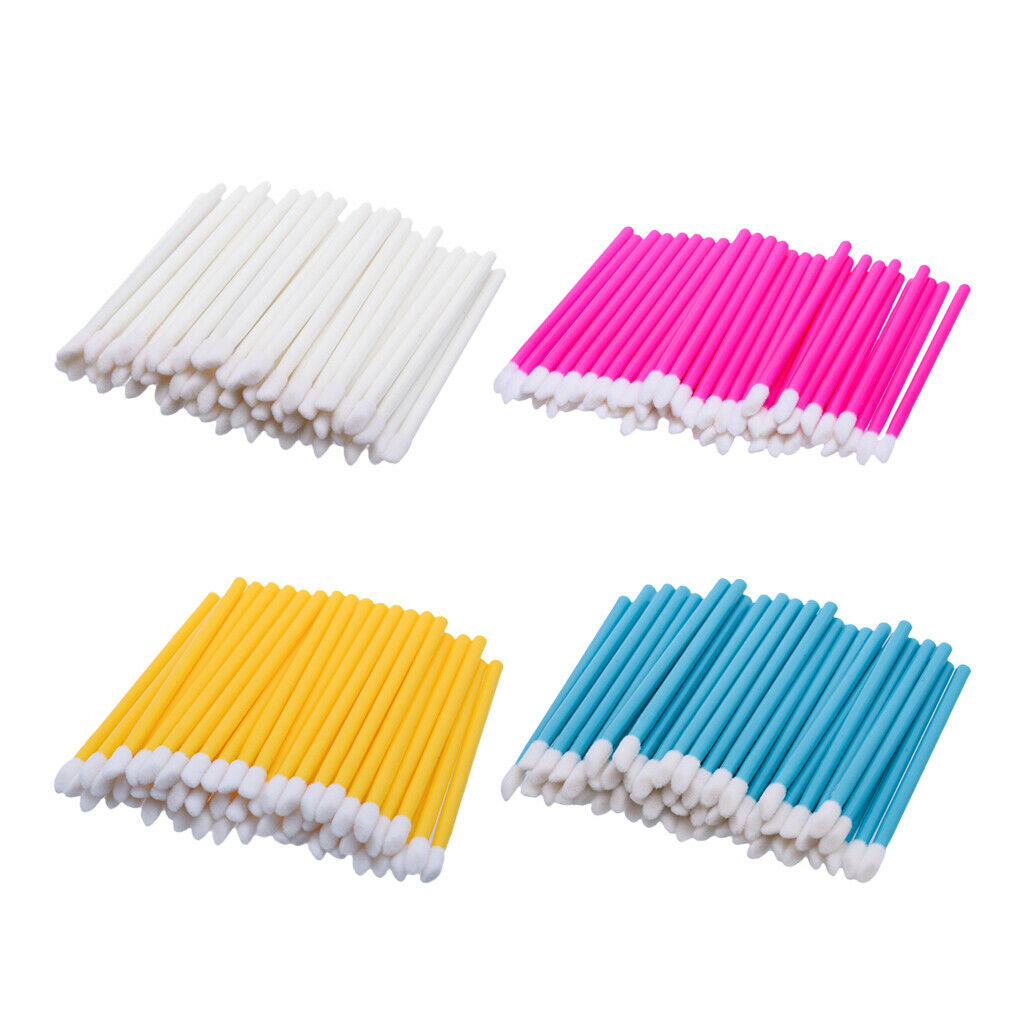 100Pieces Disposable Lip Gloss Brush Lipstick Wands Makeup Applicator Pink